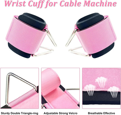 2Pack Wrist Cuffs for Cable Machine, Adjustable Neoprene Padding, One Size Fit All, Fitness Wrist Straps for Men Women