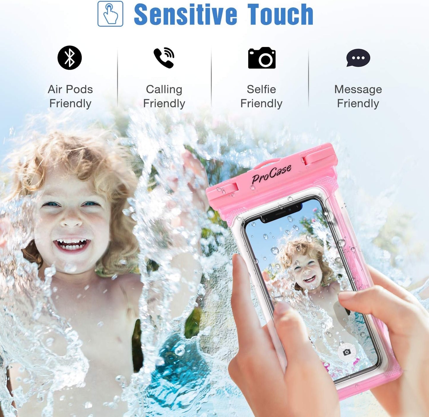 ProCase 2 Pack Waterproof Phone Pouch, Underwater Phone Case Up to 7", Dry Bag for iPhone 17 Air 16 15 14 13 Pro Plus Max, Galaxy S24 S23 S22 Ultra Pixel, Beach Essentials -Pink & Black