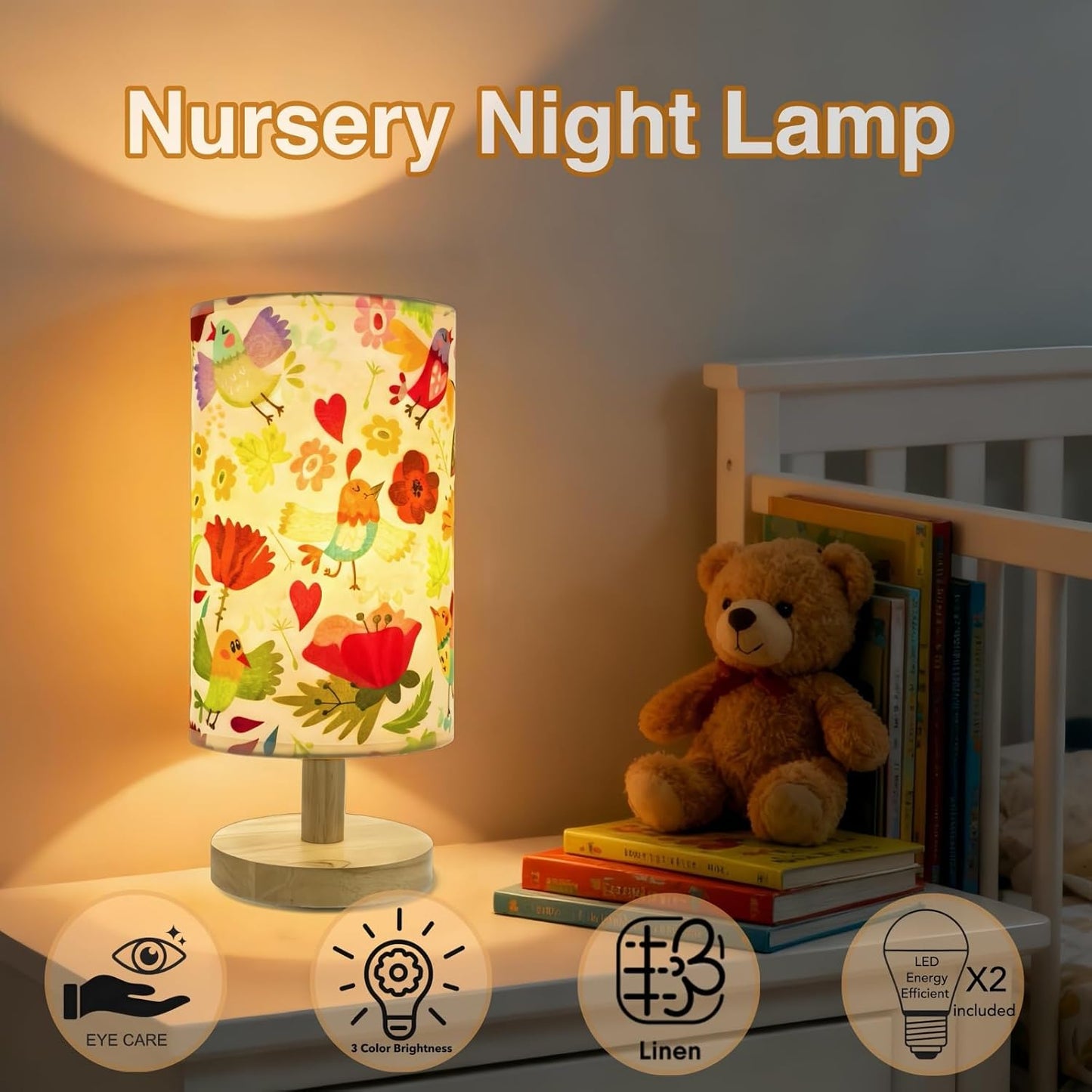 Flower Night Light for Girls - 3-Way Dimmable Boho Pink Floral Lamp for Nursery, Toddler Room, or Big Girl Bedroom, Whimsical Bedtime Reading Light, Gifts for Girls