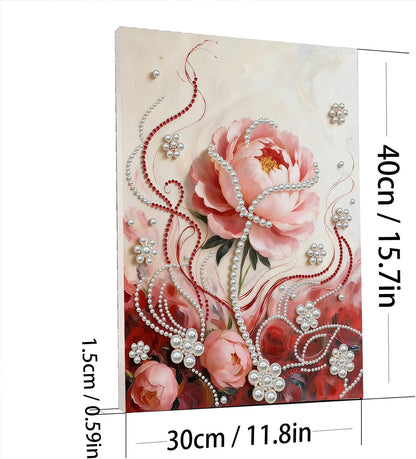 DIY Diamond Pearl Painting Kit for Adults, Beginner Friendly Craft Kits with Frame 30x40cm,Home Decor Housewarming Gift, Diamond Dots Beads Canvas Art for Wall Decor(Pink Rose)