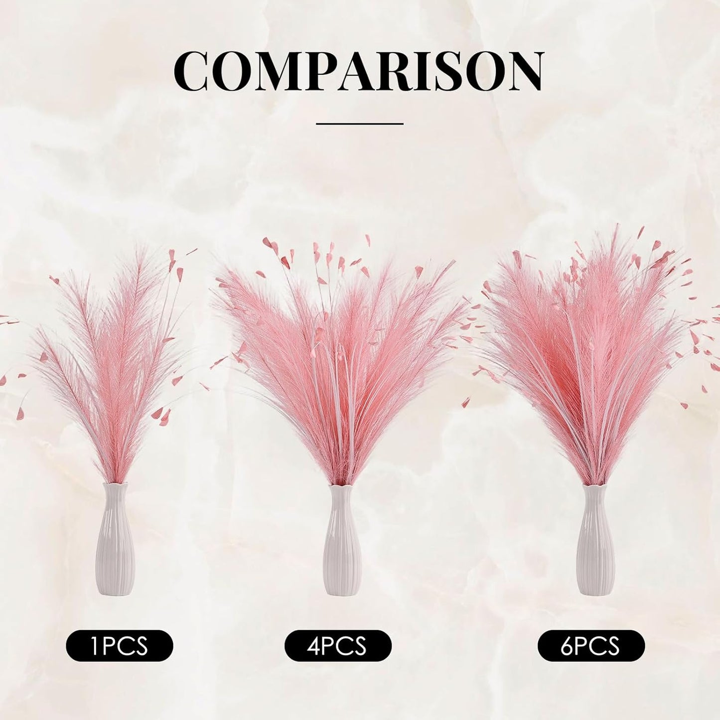 Pink Pampas Grass Decor 6pcs 25 Inch Faux Pampas Grass ， Artificial Pampas for Boho Home Decor, Table Decorations ，Wedding Centerpieces & Vase Filler