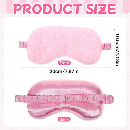 2 Pcs Plush Eye Mask, Cute Soft Fluffy Sleeping Blindfold Eye Cover Comfortable Satin Back New Faux Fur Nap Eyes Cover for Men Women Plane, Game, Travel Nap (Pink, Purple)