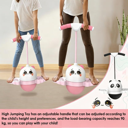 Balance Pogo Ball with Handle for Kids, Jumping Trick Ball Toy with Colourful LED Lights Panda Shape, Fun Bounce Toy for Boys Girls Balance Training