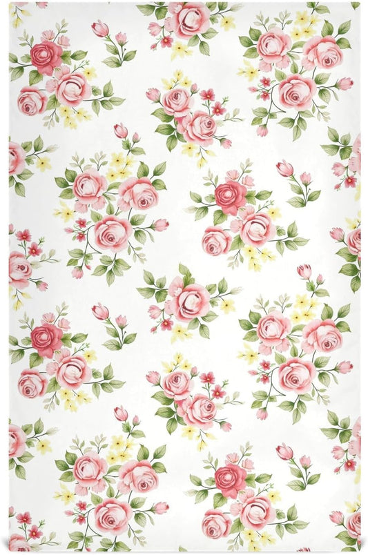 senya Flower Kitchen Towels 4 Pack, Pink Rose Flower Floral Dish Towels Dishcloth 18x28 Inch for Kitchen Household Cleaning