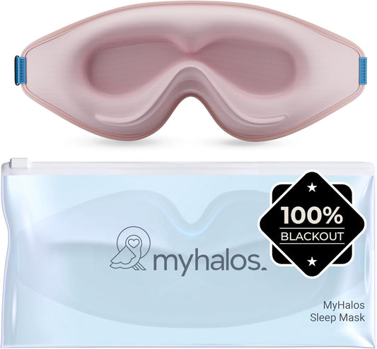 MyHalos® Sleep Mask – 3D Blackout Eye Mask for Women & Men, Side Sleepers, Zero Pressure Memory Foam Eyelash Friendly, Breathable,Award-Winning Sleep Aid for Travel (Peach Orange, 1 Count (Pack of 1))