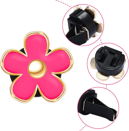 Frienda 6 Pcs Daisy Flower Air Vent Clip Accessories Air Conditioning Outlet Clip Car Air Freshener Dashboard Accessories Charm Car Inter Decor(3 cm, 3.3 cm,Red, Pink, White)