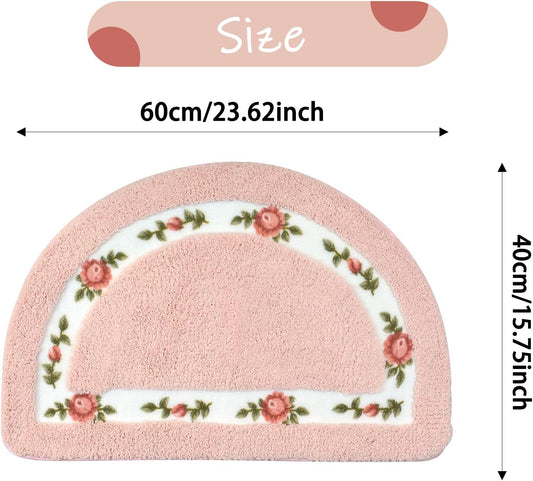 ABREEZE Floral Rose Bathroom Rugs Mats 16X24 inch,Soft Shaggy Water Absorbent Non-Slip Mat Microfiber Bath Mat Shower Mat Door Mat Kitchen Mat Rugs,Pink