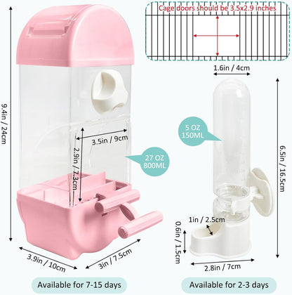 Tfwadmx No Mess Automatic Bird Feeder for Cage Transparent Food Container Parrot Water Dispenser Cage Accessories for Cockatiels, Finches, Budgies Canaries (Pink)