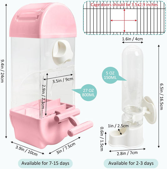 Tfwadmx No Mess Automatic Bird Feeder for Cage Transparent Food Container Parrot Water Dispenser Cage Accessories for Cockatiels, Finches, Budgies Canaries (Pink)