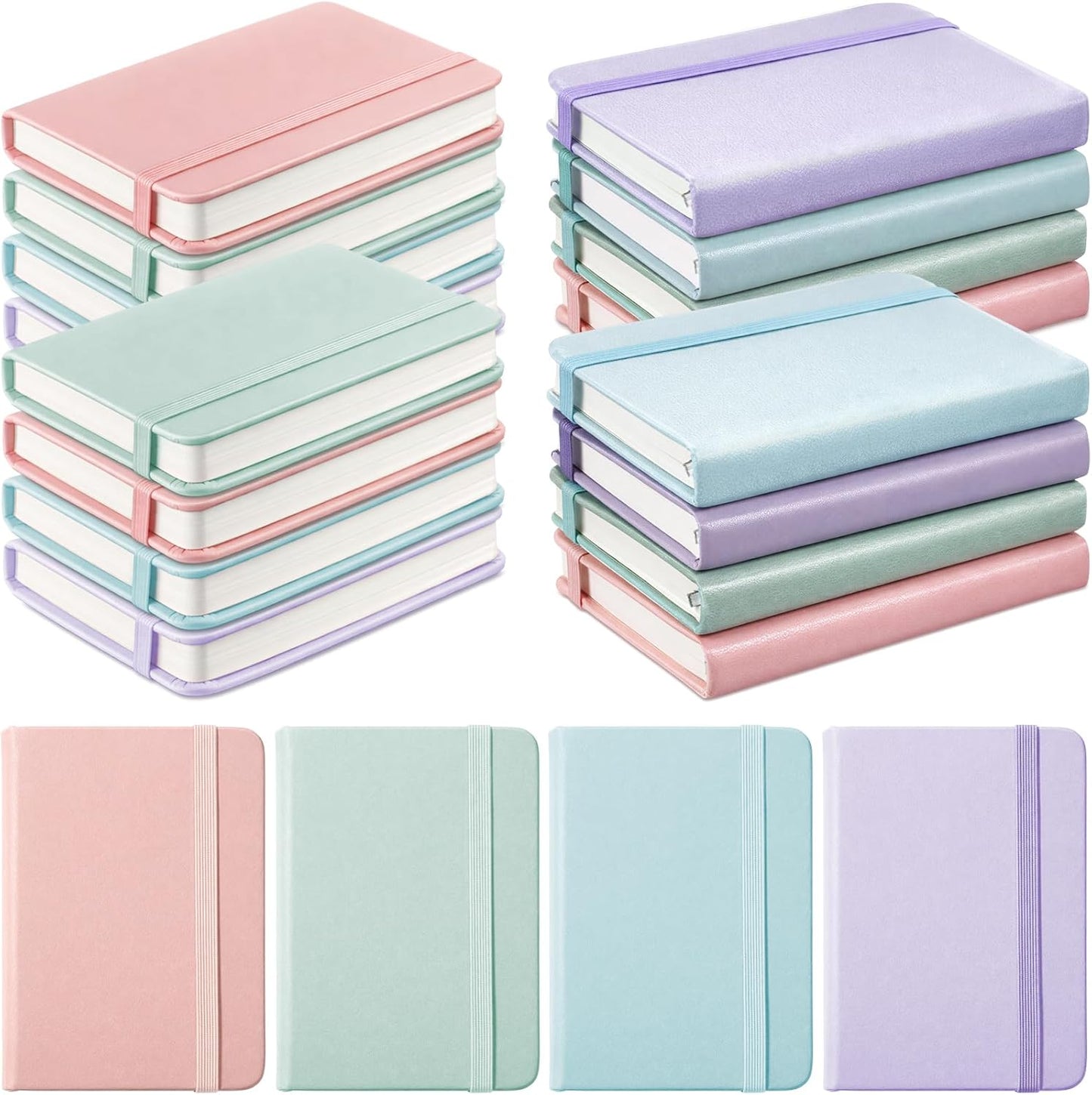 Ceenna 16 Packs Pocket Small Notebook Journals Mini Notebook bulk 192 Pages/96 Sheets Hardcover with Thick Lined Paper 3" x 4.4" A7 Small Notepad Pastel Color For Office Home Journey Supplies