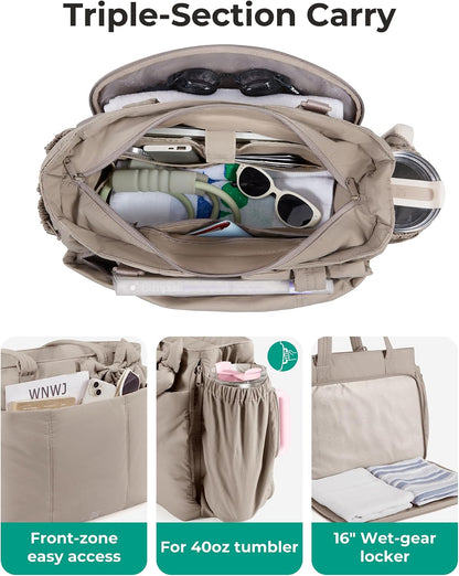 BAGSMART Crush Bow Tote Bag for Women, Puffer Travel Work Yoga Laptop Bag | Large Bow Tote Fits 40oz Tumbler, 15.6" Laptop, Yoga Mat Sleeve, Waterproof Pocket, Travel Work Swim Gym Mom Shoulder Handbag