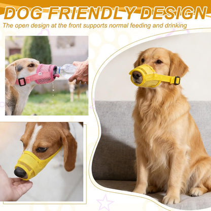Dog Muzzle, Soft Mesh Muzzle Adjustable Anti Biting Chewing Breathable Drink Mouth Guard Cover (Pink, M), for Small Medium Puppies/Grooming/Walking/Vet Visiting