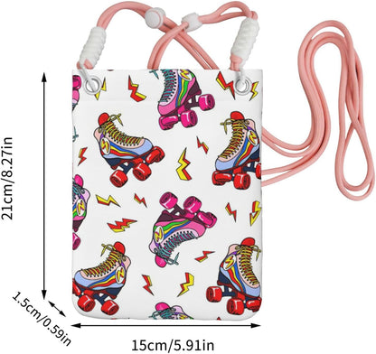 Colorful Roller Skates Print Small Crossbody Bags for Women Lightweight Phone Bag Purses Adjustable Strap
