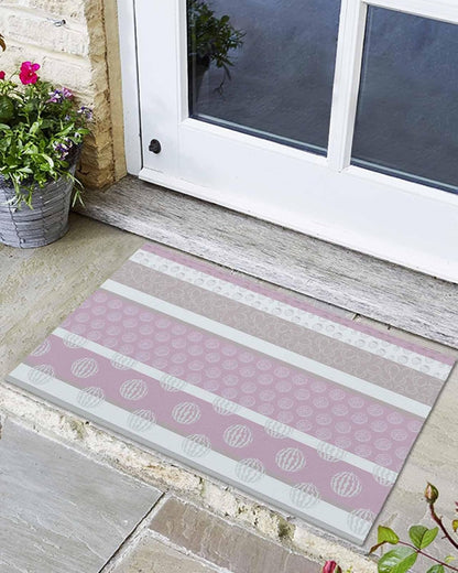 Farm Fruits Door Mat Indoor/Outdoor Entrance, Non Slip Welcome Floor Mats, Watermelon Lemons Peach Pink Grey Striped Absorbent Rug Shoes Scraper Low Profile Front Door Mat for Patio Porch 18"x30"
