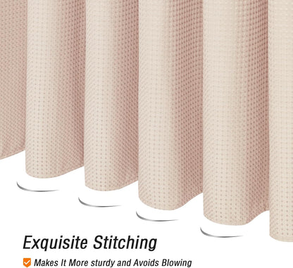 Gibelle Blush Pink Shower Curtain, Waffle Weave Textured Fabric Shower Curtain for Bathroom - Soft Cloth & Hotel Spa Luxury, Water Repellent, Machine Washable, 72X72, Blush Pink