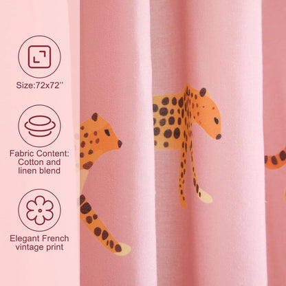 Mindsoft Leopard Shower Curtain for Bathroom 72 x 72 Inch Pink Tropical Animal Print Cotton Curtain with 12 Metal Hooks Waterproof Bathroom Decoration for Home Cheetah Trendy Style Bath Accessories