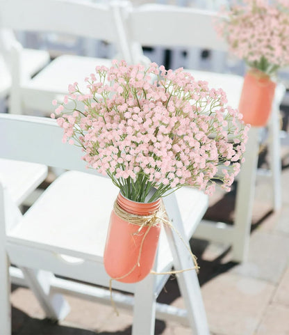 12PCS Pink Babys Breath Artificial Flowers, 24inch Faux Gypsophila Bouquet Real Touch Fake Babys Breath Flowers for Floral Arrangements Wedding Centerpieces Tables Decorations (Pink)