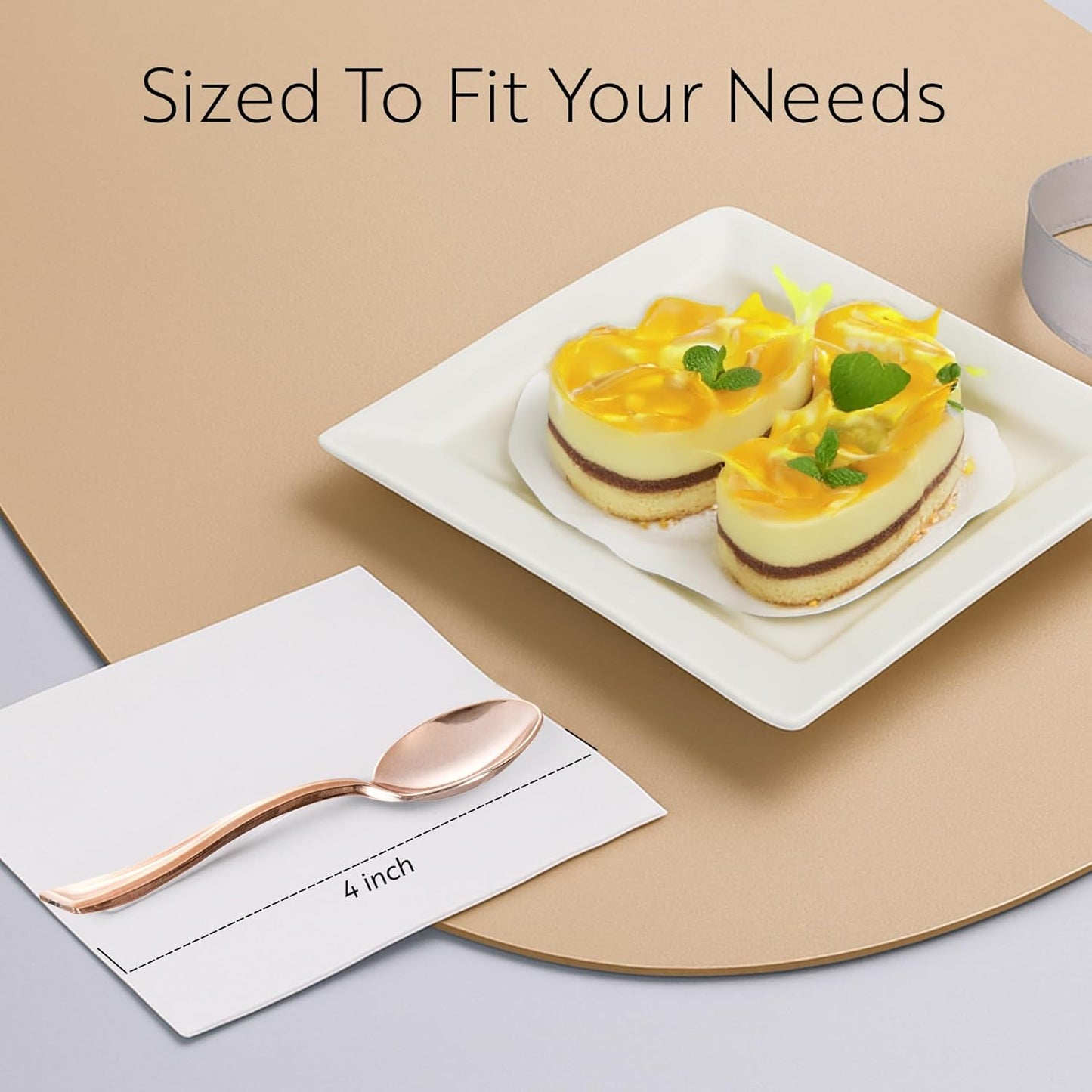 Restaurantware 4 Inch Mini Spoons 100 Disposable Tiny Spoons - Heavy-Duty Pair With Appetizers Or Desserts Rose Gold Plastic Sample Spoons For Parties Weddings Or Catering