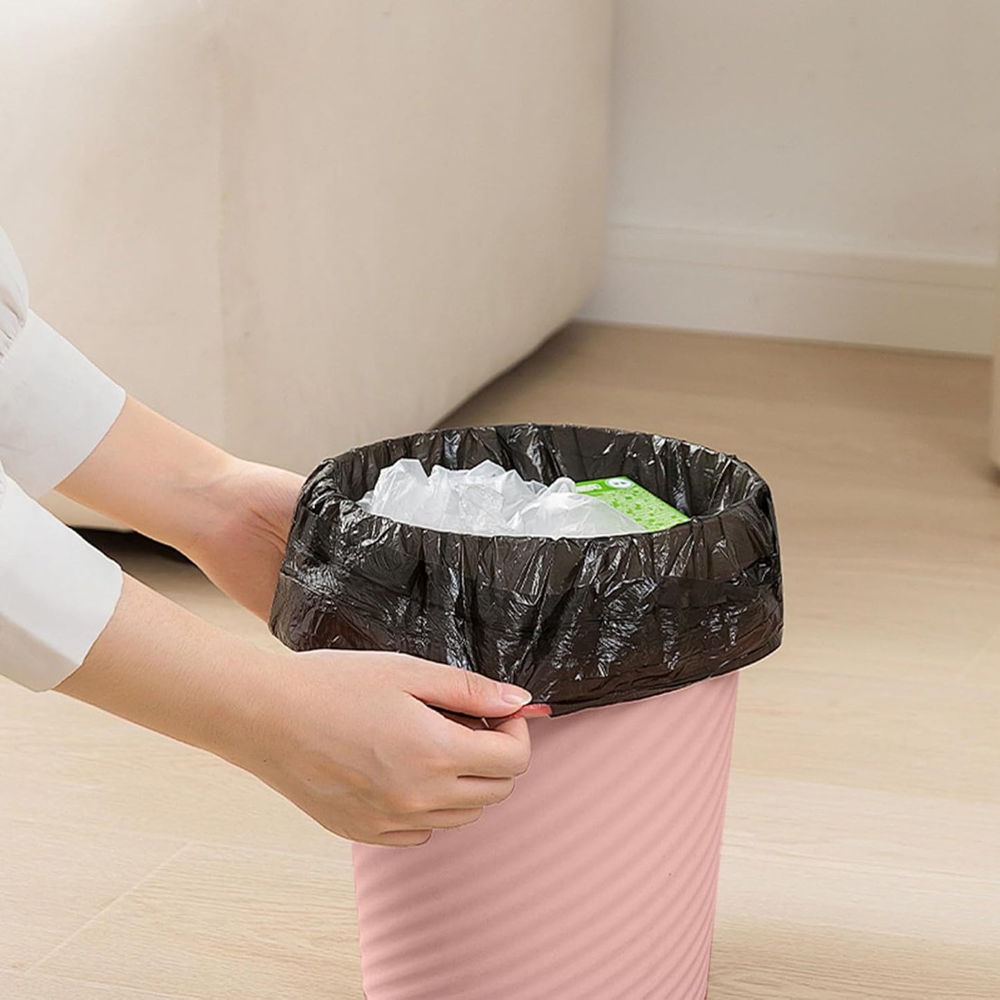 2-Pack Strength Trash Can - Small Waste basketbin - 1.8 Gallon- for Office,Home,Bathroom,Kitchen - Pink