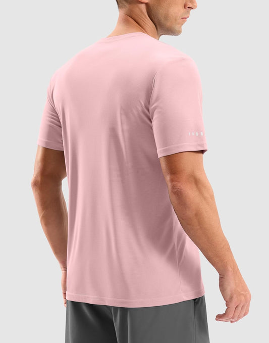 Men's Workout Breathable Grid T-Shirts Dry Fit UPF 50+ Sun Shirts Lightweight Cooling Tee for Athletic, Running, Hiking