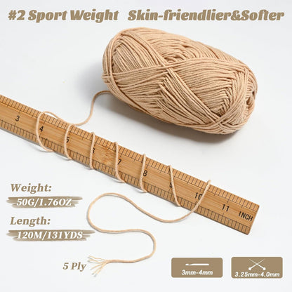 Cotton Yarn for Crocheting - 262.4yds / 3.52oz Baby Yarn for Crocheting Soft - 100% Milk Cotton Yarn 5 Ply Crochet Amigurumi Yarn for Crafts&Puzzle/Socks/Hats(2 Deep Pink)