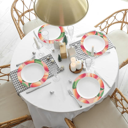 Round Placemat Set of 4-15 Inch Non Slip Heat Resistant Table Mats Washable Place Mats for Kitchen Dining Party Table Decor Peach Fruit Pattern