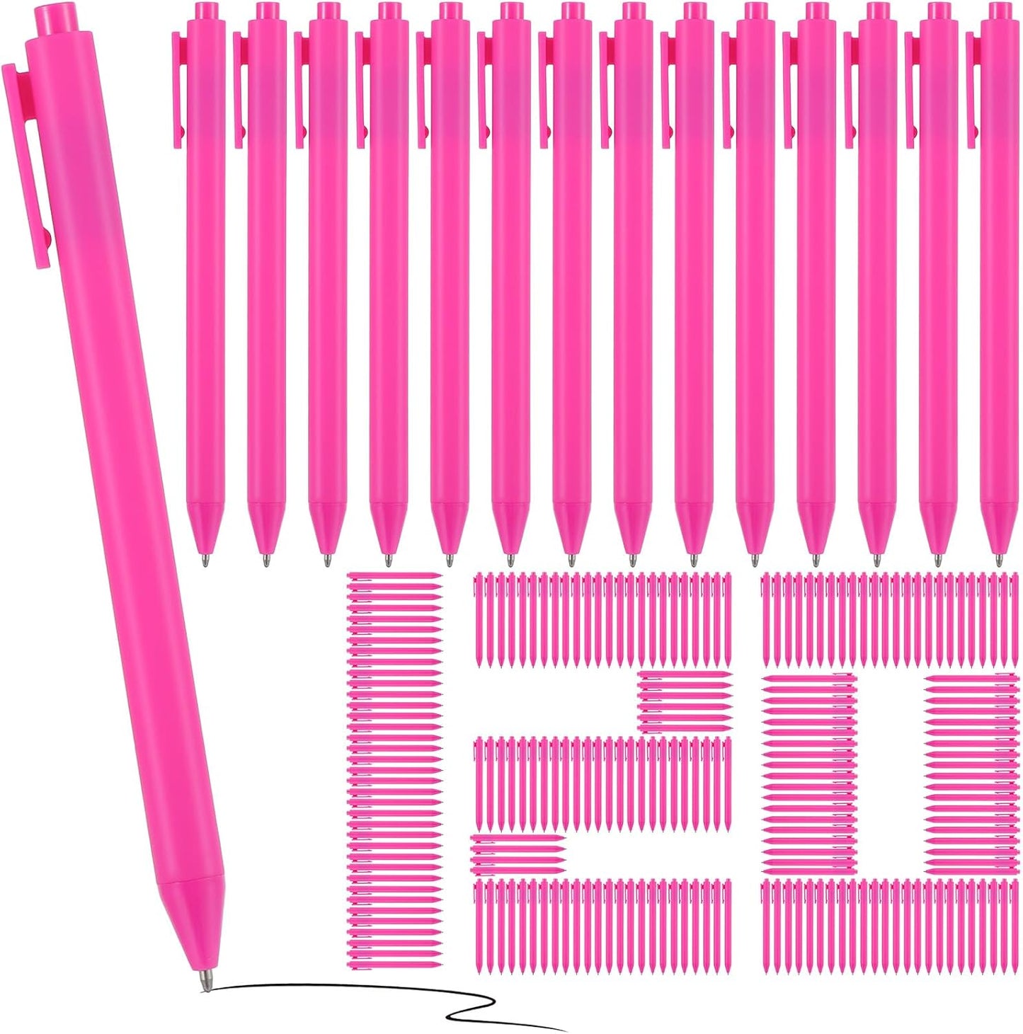120 Pcs Hot Pink Pens Bulk, 1.0 mm Medium Point Pink Pens with Black Ink, Retractable Smooth Writing Ballpoint for Office, Home, Gifts & Party Favors(5.7" Long)