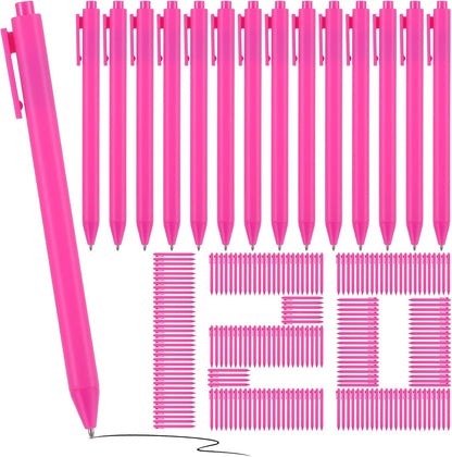 120 Pcs Hot Pink Pens Bulk, 1.0 mm Medium Point Pink Pens with Black Ink, Retractable Smooth Writing Ballpoint for Office, Home, Gifts & Party Favors(5.7" Long)