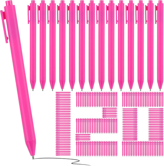 120 Pcs Hot Pink Pens Bulk, 1.0 mm Medium Point Pink Pens with Black Ink, Retractable Smooth Writing Ballpoint for Office, Home, Gifts & Party Favors(5.7" Long)