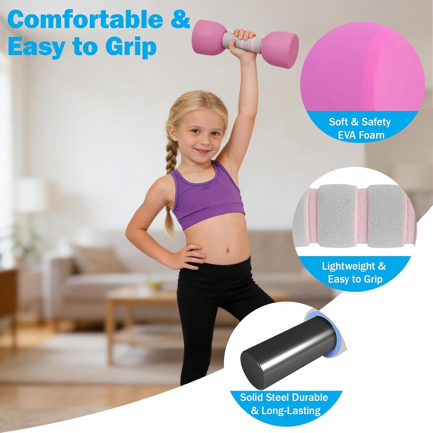 Kids Weight Set - A Pair of 2 Dumbbells for Toddler Childrens Exercise - Foam Dumbbell 1.5lbs Weights Workout Equipment