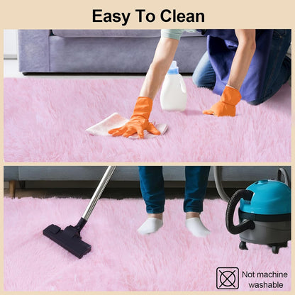 Mugorn Pink Fluffy Soft Rugs for Girls Bedroom, 2x3 Ft Small Shaggy Area Rugs for Kids Playroom, Cute Plush Carpet for Living Room, Aesthetic Carpet for Nursery, Bedside, Indoor (2ft x 3ft, Pink)