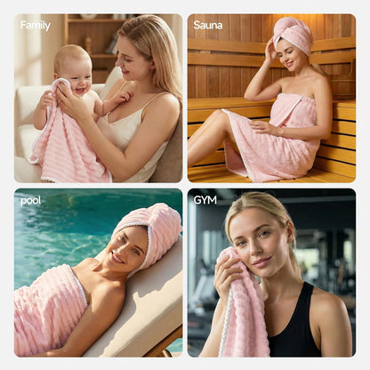 REDKISS Soft Bath Towel Sets 8-Piece, Microfiber Quick Dry & Absorbent, 35x70 in Large Bath Sheet 14x30 in Hand Towel, 12x12 in Washcloth, Pink Bathroom Towel Set