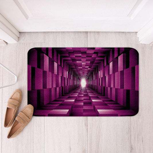Feelyou Pink Checkered Bathroom Rugs Microfiber 16"x24" Light Geometric Bath Mats Non-Slip Abstract Plaid Bathroom Accessories Floor Doormats Soft Door Mat