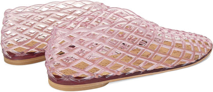 Jelly Mesh Ballet Flats for Women Clear Hollow Jellies Flat Sandals Round Toe Slip On Beach Balleria Flat Shoes