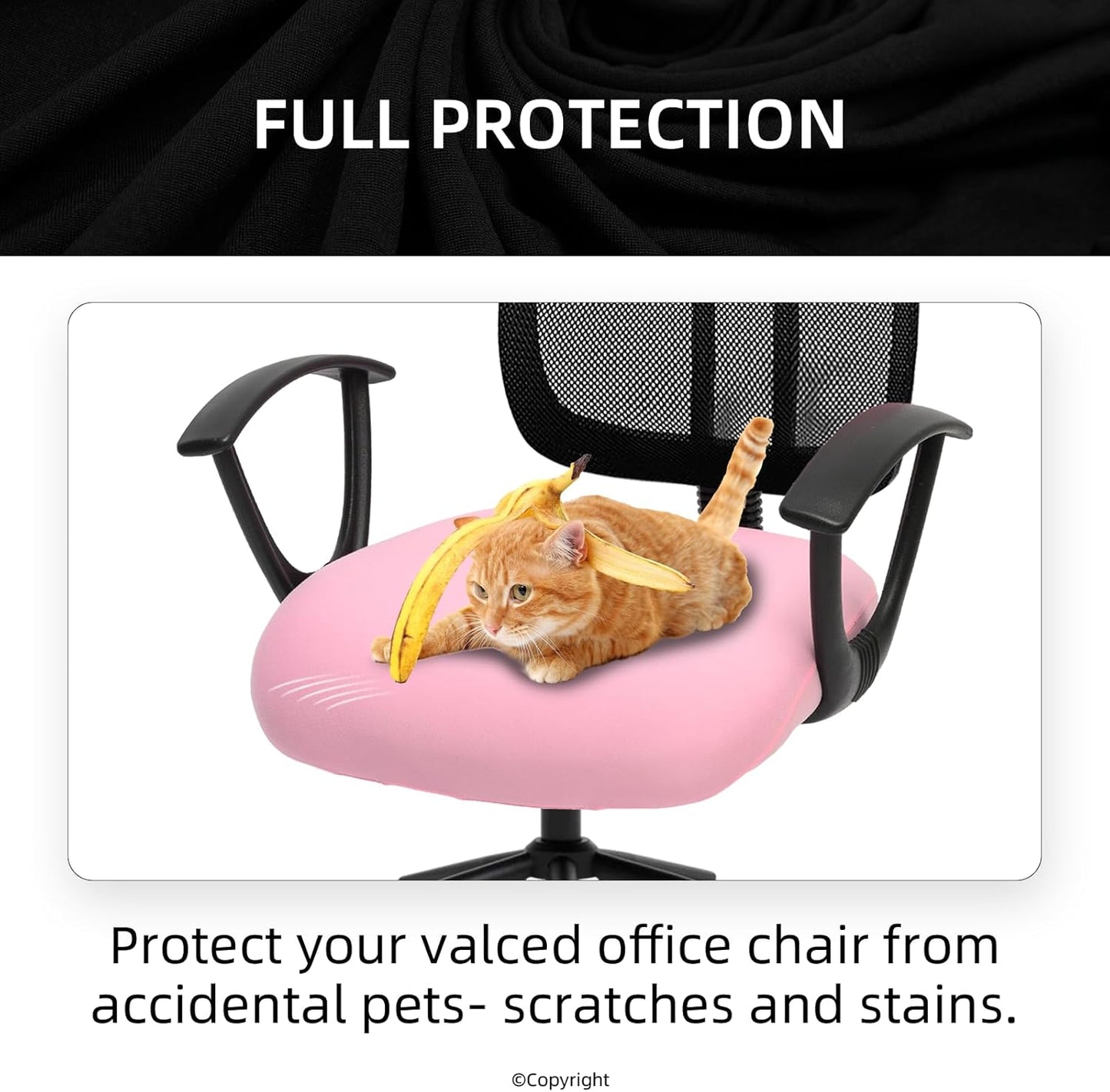 DIVA EN CAMINO DEC Stretchable Desk Office Chair Seat Cushion Covers - Universal Spandex Computer Chair Slipcover - Anti-Scratch Dogs, Cats, Pets Removable Washable Cushion Protectors