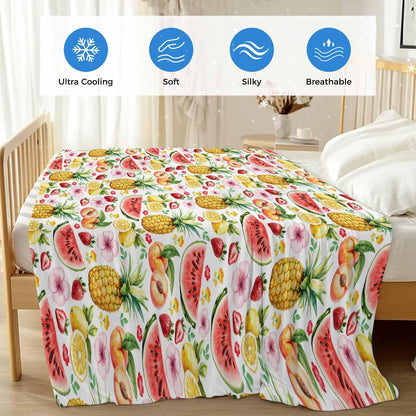 Cooling Throw Blanket for Hot Sleepers, Pineapple Lightweight Breathable Summer Blanket, Strawberry Peach Lemon Watermelon Peach Double-Side Cool Throw Blankets for Sleeping Travel, 30"x40"