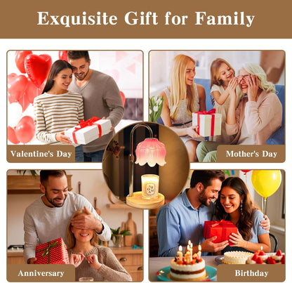 GEEZO Fragrance Candle Warmer Lamp，Electric Candle Warmer with Timer & Dimmer，Mom Christmas Birthday Gifts for Women, House Warming Gifts New Home Bedroom Decor