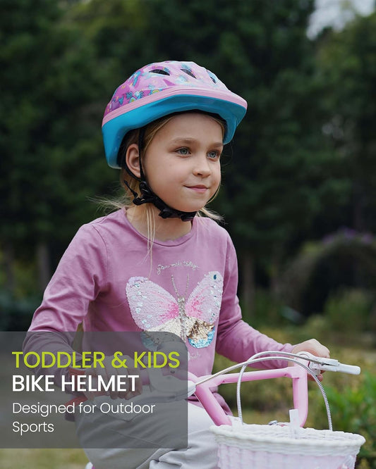 OutdoorMaster Kids Bike Helmet - from Toddler to Youth Sizes - Adjustable Safety Unicorn Helmet for Children (Age 3-15), 14 Vents for Multi-Sport