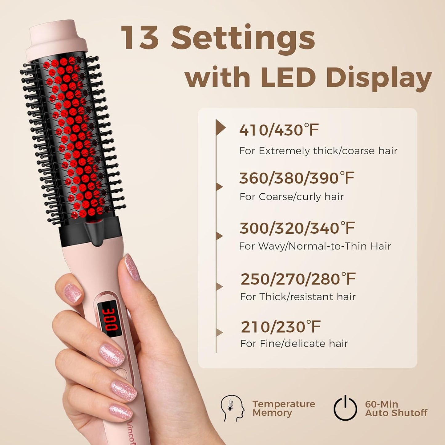 Infrared Thermal Brush, Dual Voltage Negative Ions Heated Round Brush, 1 1/2 Inch Straightener & Curling Iron Brush 2 in 1, Dual PTC Non-Blowing Thermal Round for Wome, Pink