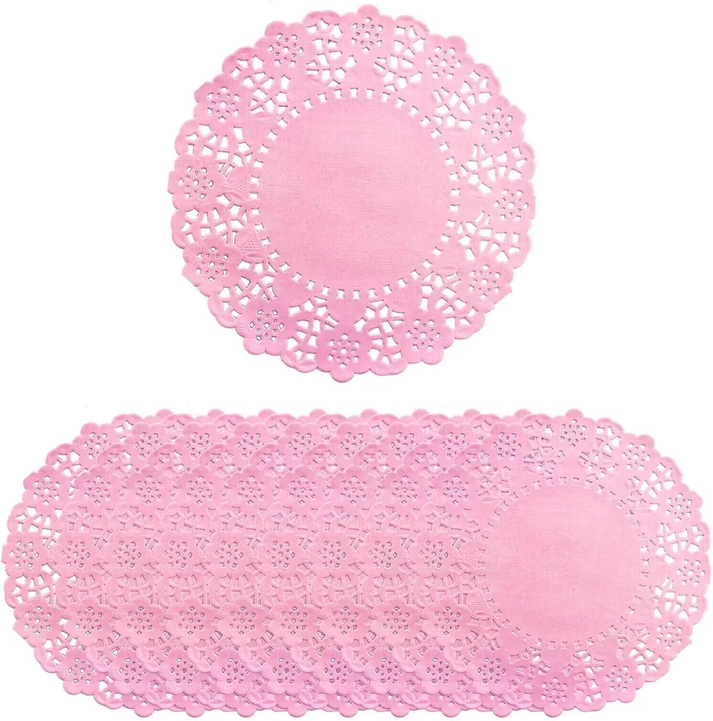 200PK 4.5" Pink Doilies Round Decorative Paper Lace Placemats, Disposable Paper Doily for Wedding Invitation Party for Tableware Plate Decoration, Gift Packing