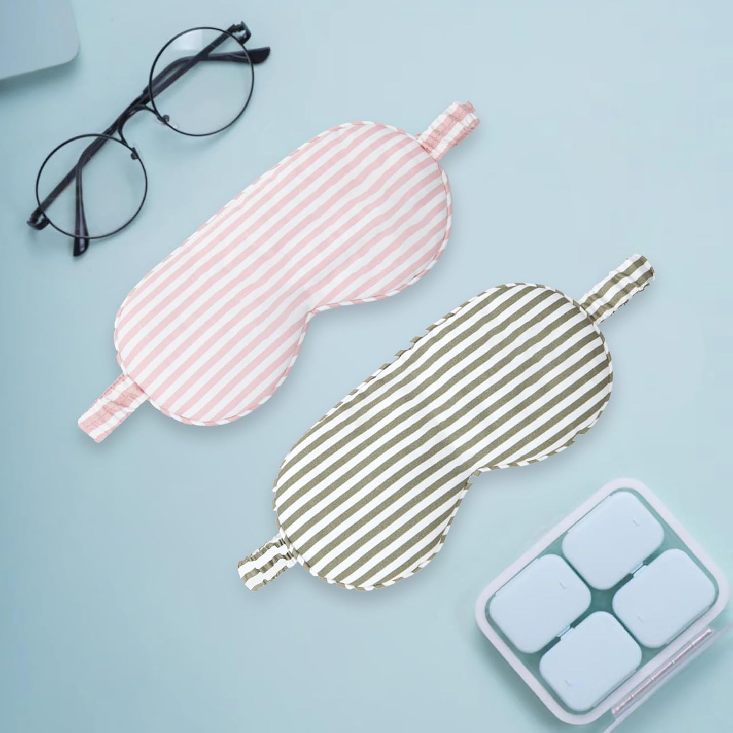 HBHLFZ Sleep Mask 2 Pack - Bamboo Viscose Fiber Sleeping Eye Mask - with Elastic Band/Headband - Comfort Sleeping Shade - for Nighttime Sleeping, Traveling & Napping（Pink，Green）