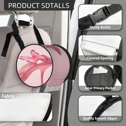 Oxford Cylinder Tissue Holder, Round Tissue Container Butterfly Pink High Heels - 6.3''X6.3'' Portable Toilet Paper Roll Cover Tissue Box for Home Car Camping Office Travel