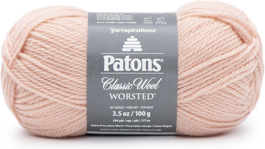 Patons Classic Wool Peach Blush Yarn - 5 Pack of 3.5oz/100g - Wool - 4 Medium - 210 Yards - Knitting/Crochet