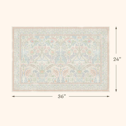 Light Pink Area Rug 2x3 Non Slip Washable, Ultra Soft Small Throw Rugs for Bedroom Girls, Thin Bathroom Rugs Fit Under Door, Powder Room, Low Pile Floral French Country Carpet for Mudroom, Kitchen
