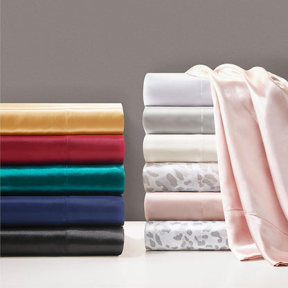 Madison Park Essentials Set of 2 Satin Pillowcase for Hair & Skin, Luxuriously Soft, Silky with Natural Sheen Luster, Cool to Touch, Wrinkle-Free, Machine Washable, Standard Blush 2 Piece