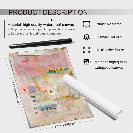 Medpol Abstract Modern Watercolor Painting Wall Art Trendy Vibrant Pastel Posters Vintage Colorful Textured Aesthetic Canvas Prints for Living Room Bedroom Wall Decor 12x16 inch Unframed