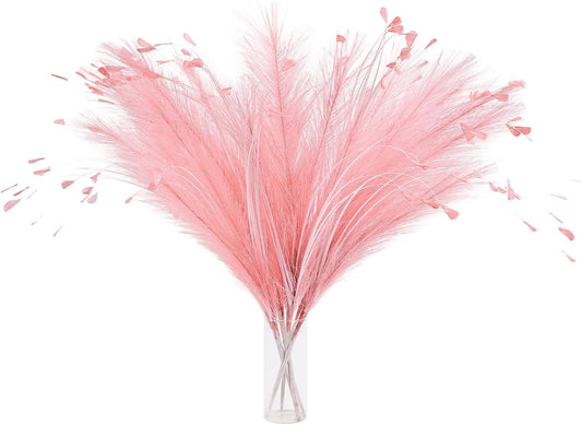 Pink Pampas Grass Decor 6pcs 25 Inch Faux Pampas Grass ， Artificial Pampas for Boho Home Decor, Table Decorations ，Wedding Centerpieces & Vase Filler
