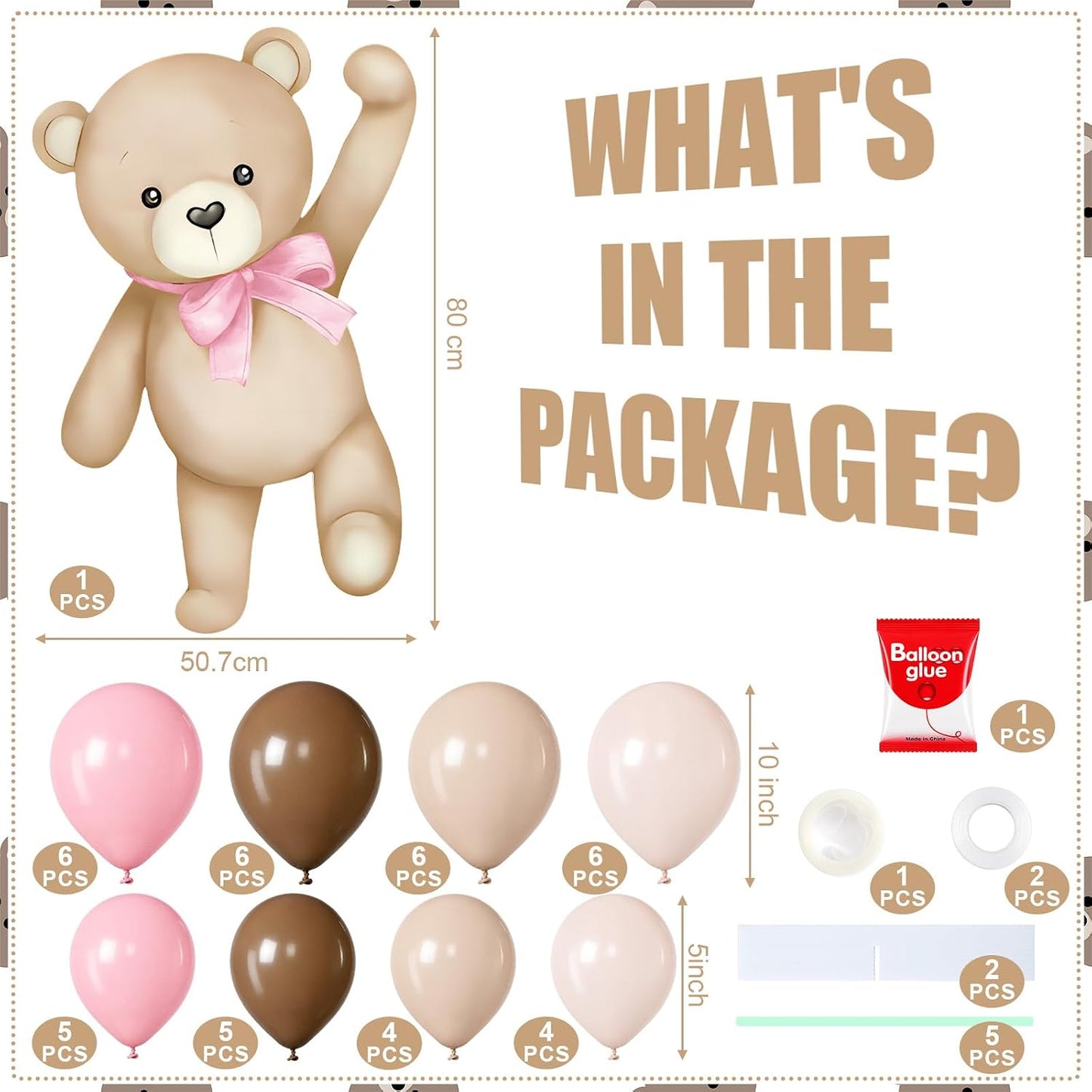 43 Pcs Pink Brown Bear Baby Shower Decorations for Girl 31 Bears Cardboard Cutout Stand Decoration Pink and Brown Balloon Stand Kit Gender Reveal Bear Balloons Kit for Baby Shower Birthday