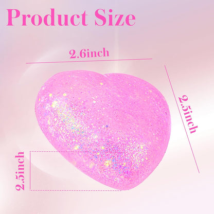 Heart Stress Balls (Pink) Squishy Toys for Adults Kids, Slow Rise Sugar Ball Sensory Fidget Toys, Love Shape Squishy Squeeze Toys, Malt Stretch Ball, Heart Shape Stress Toys for Hand Exercise