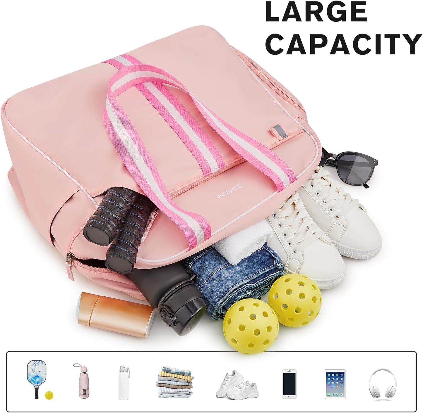 G4Free Pickleball Tote Bag for Women with Shoe Compartment, Fits 2 Paddles